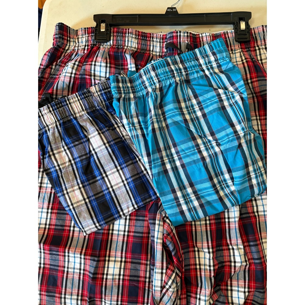 MOFIZ Bundle XL Mens Plaid Shorts Cotton‎ Blend Casual Lounge Sleepwear Red Blue